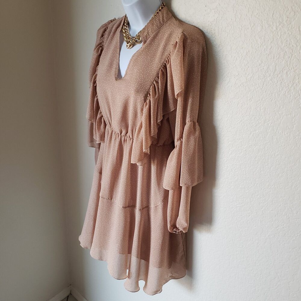 Flowing Ruffle V-Neck Chiffon Dress - Picture 5 of 6